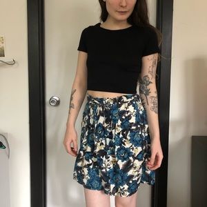 Floral Paper Bag Waist Skirt